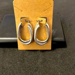 Double twist textured Sterling silver earrings